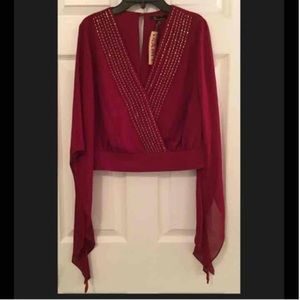 The Clothing Co. Red Embellished Blouse